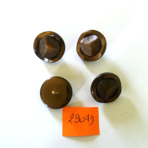 4 boutons en résine marron - vintage -22mm - 2907d
