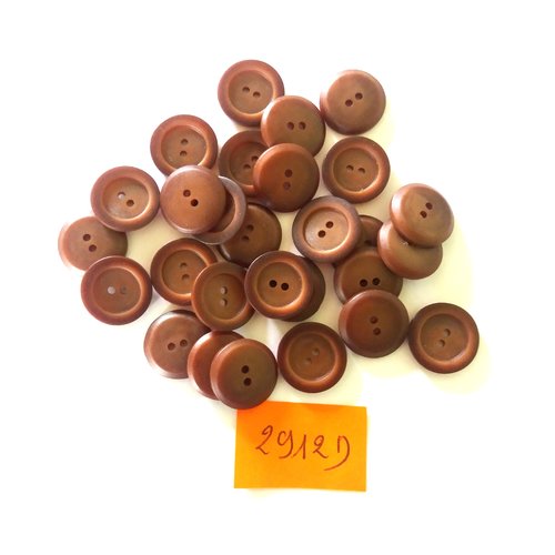 28 boutons en résine marron - vintage - 14mm - 2912d