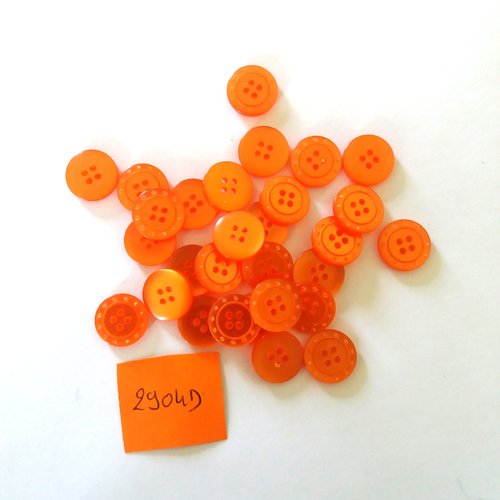 29 boutons en résine orange - vintage - 12mm - 2904d