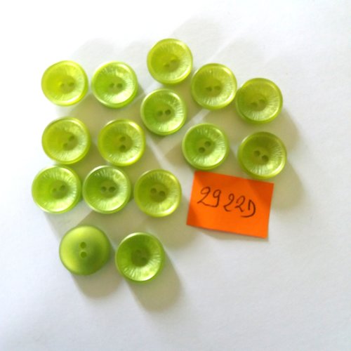 15 boutons en résine vert - vintage - 14mm - 2922d