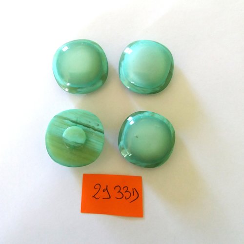 4 boutons en résine bleu/vert - vintage - 25mm - 2933d