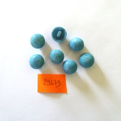 7 boutons en résine bleu - vintage - 15mm - 2947d