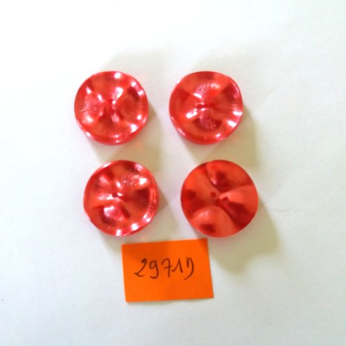 4 boutons en résine rouge - vintage - 22mm - 2971d