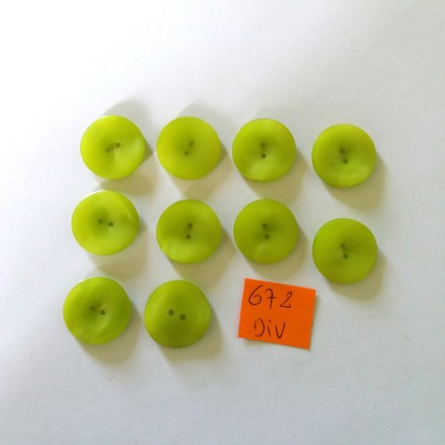 10 boutons en résine vert pomme - vintage - 20mm - 672div