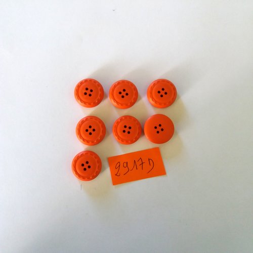 7 boutons en résine orange - vintage - 18mm - 2917d