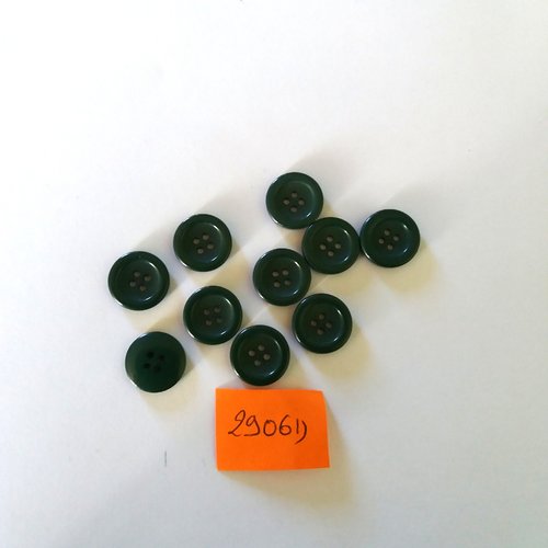 10 boutons en résine vert - vintage - 14mm - 2906d