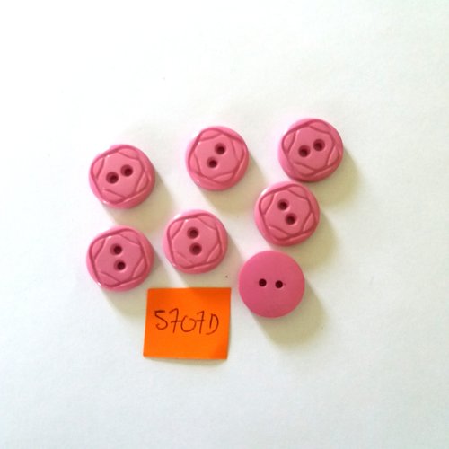7 boutons en résine rose bonbon - vintage - 18mm - 5707d