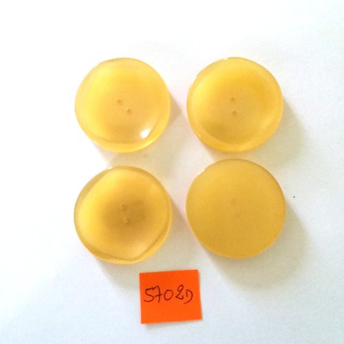 4 boutons en résine jaune clair - vintage - 36mm - 5702d