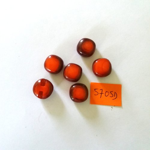 6 boutons en résine rouge - vintage - 15mm - 5705d