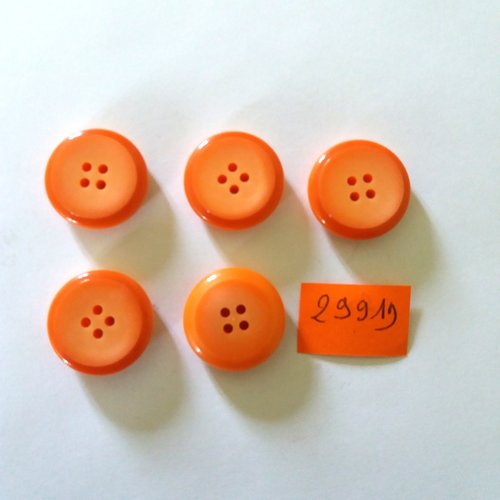 5 boutons en résine orange - vintage - 22mm - 2991d