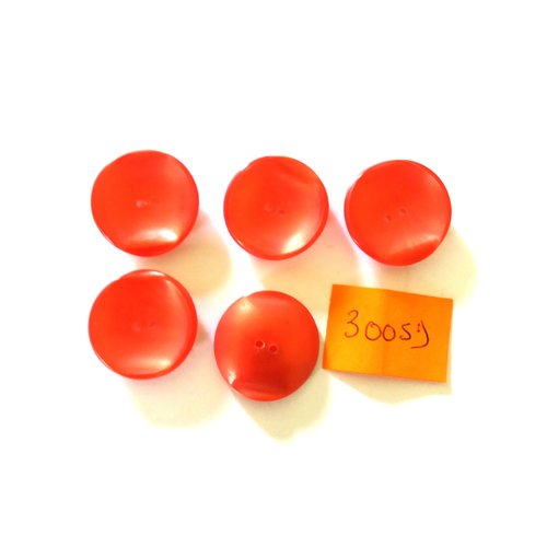 5 boutons en résine rouge - vintage - 22mm - 3005d