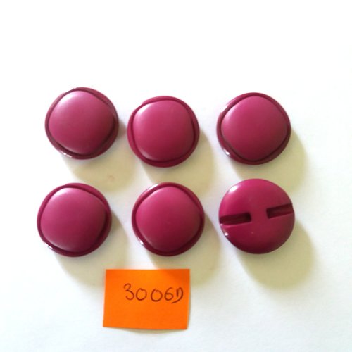 6 boutons en résine violet - vintage - 22mm - 3006d