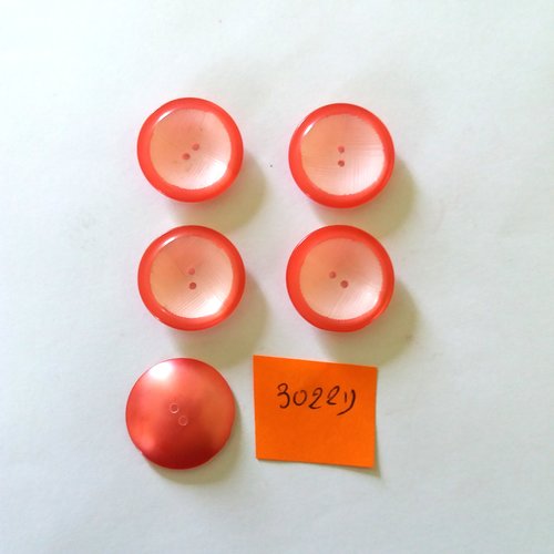 5 boutons en résine rose - vintage - 23mm - 3022d