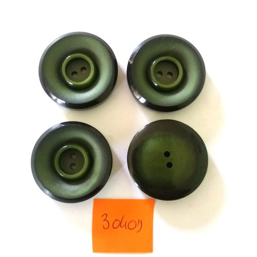 4 boutons en résine vert - vintage - 31mm - 3040d