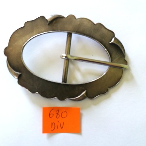 1 boucle de ceinture vintage en métal argenté - 85x60mm - 680div