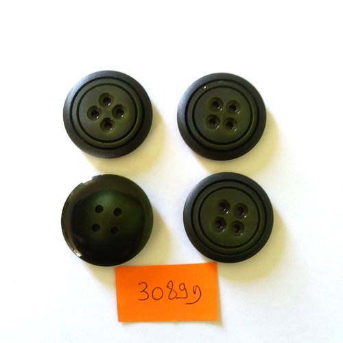 4 boutons vintage en résine vert - 31mm - 3089d