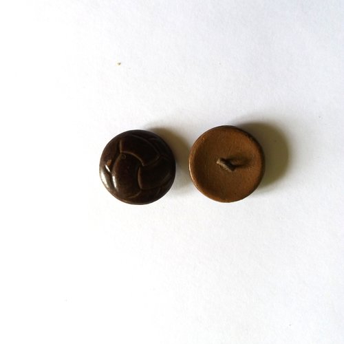 2 boutons en résine marron foncé - ancien - 27mm - 184mp