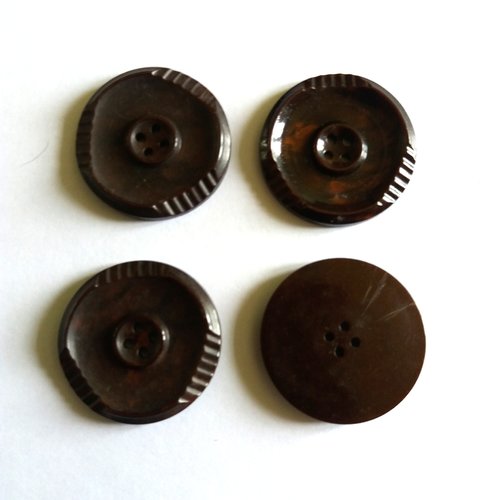 4 boutons en bakélite marron - ancien - 31mm - 241mp