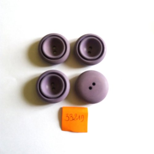 4 boutons en résine mauve - vintage - 21mm - 3321d