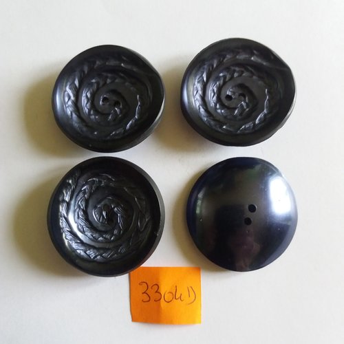 4 boutons en résine violet - vintage - 34mm - 3304d