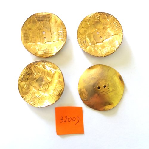 4 boutons en métal doré - vintage - 36mm - 3200d