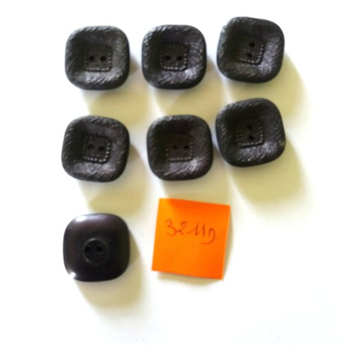 7 boutons en résine violet foncé - vintage - 19x19mm - 3211d