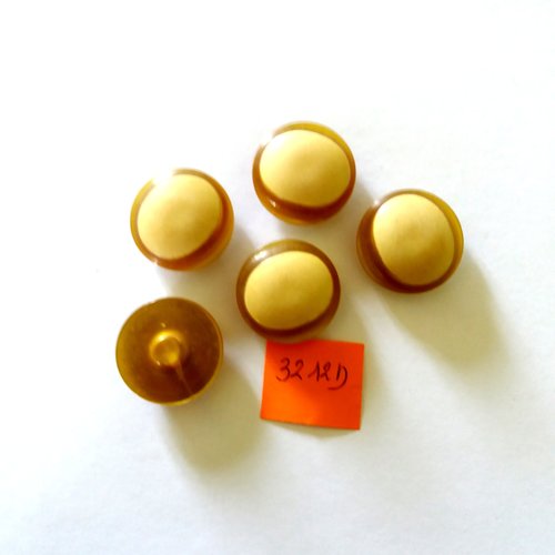 5 boutons en résine jaune et ocre - vintage - 22mm - 3212d