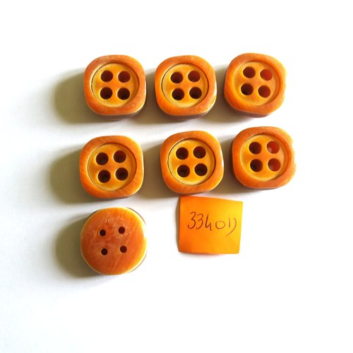 7 boutons en résine marron - vintage - 20x20mm - 3340d
