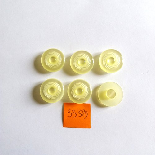 6 boutons en résine jaune clair - vintage - 18mm - 3352d