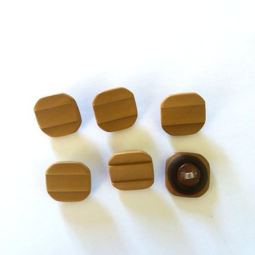 6 boutons en résine marron (beige foncé) - 20x20mm - 84n