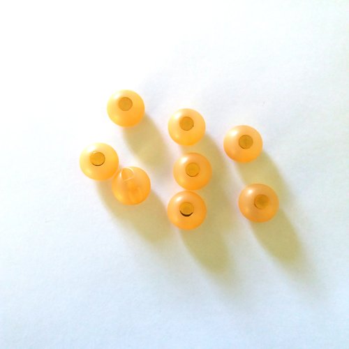 8 boutons en résine orange et doré - 14mm - 61n