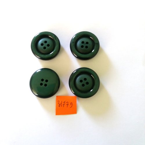 4 boutons en résine vert - vintage - 30mm - 3177d