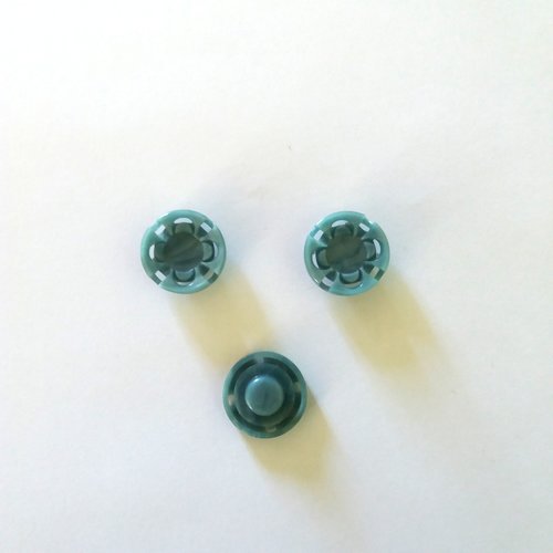3 boutons en résine bleu/vert - ancien - 17mm - 276mp