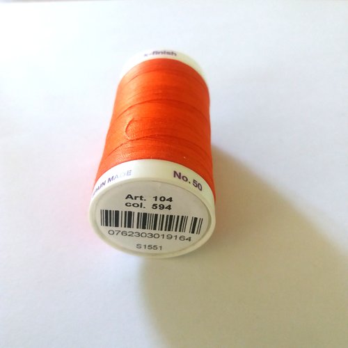 Fil a coudre - orange 594 - tous textiles - 500m - 100% coton - mettler