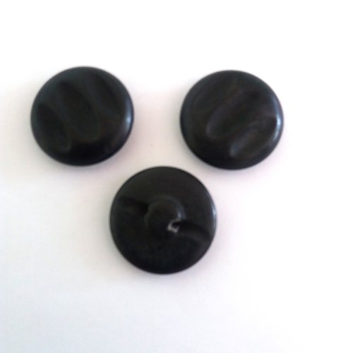 3 boutons en résine noir - ancien - 31mm - 394mp