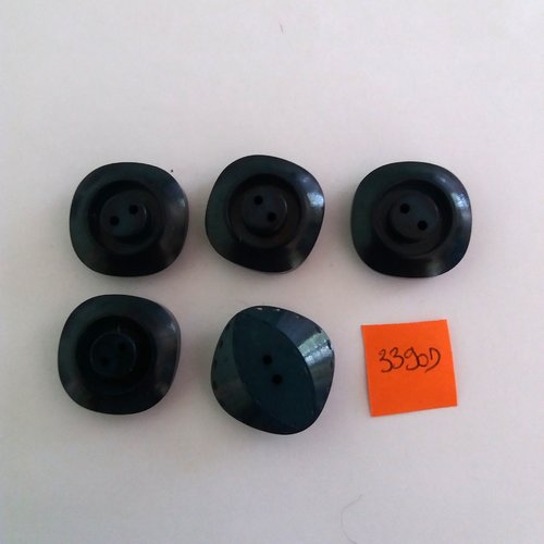 5 boutons en résine bleu foncé - vintage - 23mm - 3390d