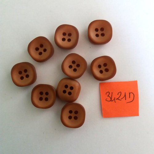 9 boutons en résine marron - vintage - 13mm - 3421d
