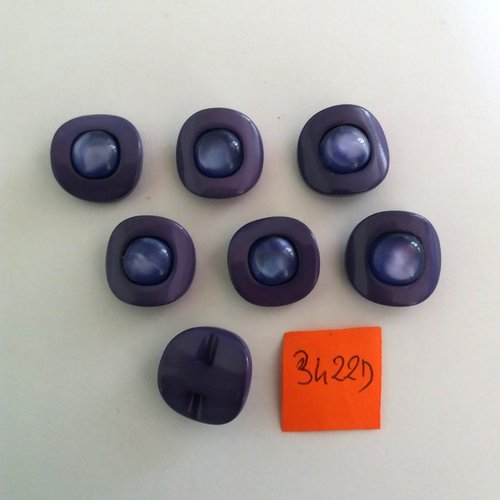 7 boutons en résine violet - vintage - 17mm - 3422d