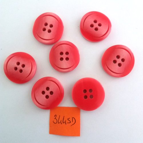 7 boutons en résine rouge/rose - vintage- 23mm - 3445d