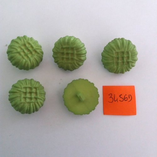 5 boutons en résine vert - vintage- 21mm - 3456d