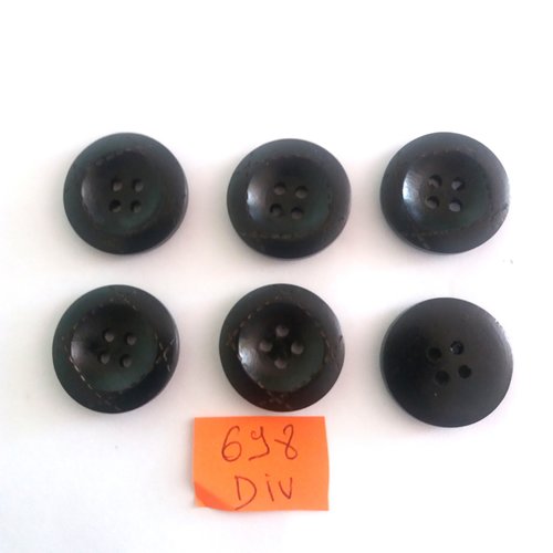 6 boutons en bois marron foncé - 23mm - 698div