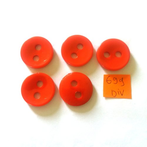 5 boutons en résine rouge - 28mm - 699div