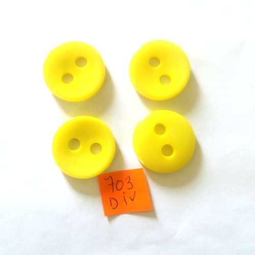 4 boutons en résine jaune - 28mm - 703div