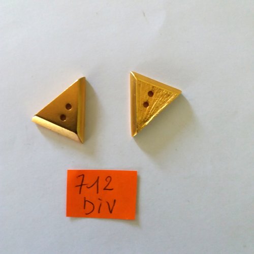 2 boutons en métal doré - modèles différents - 22mm - 712div