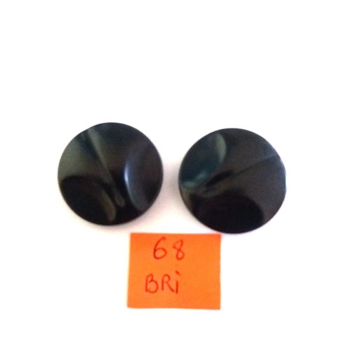 2 boutons en résine noir  - ancien - 27mm - bri68