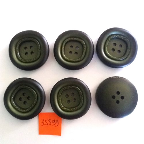6 boutons en résine vert - vintage - 30mm - 3539d