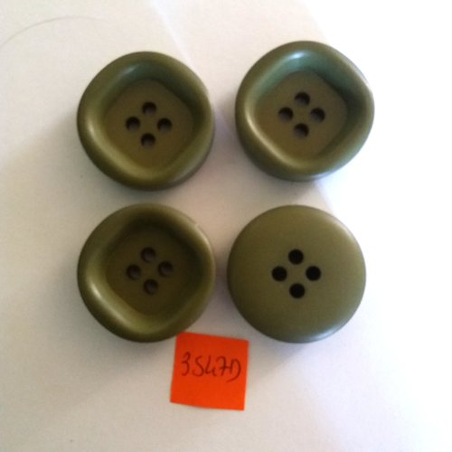 4 boutons en résine vert - vintage - 31mm - 3547d