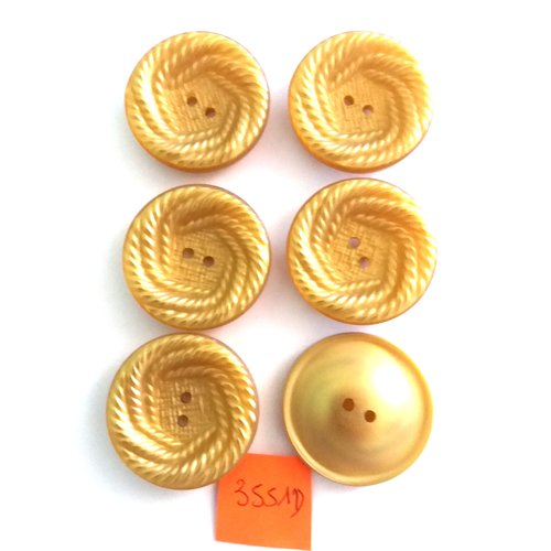 6 boutons en résine jaune doré - vintage - 31mm - 3551d