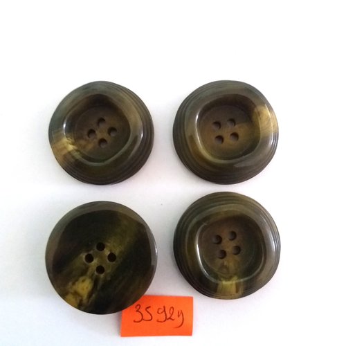 4 boutons en résine vert - vintage - 30mm - 3592d