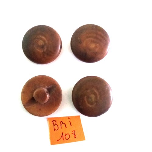 4 boutons en résine marron - ancien - 22mm - bri108